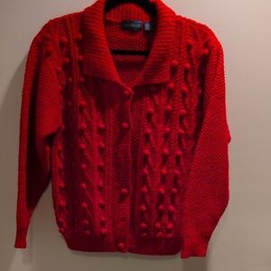 Elegant Red Knit Cardigan
